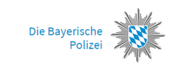 Schriftzug der Bayerischen Polizei neben dem Bayerischen Polizeistern